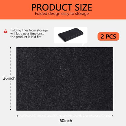 Oil Spill Mat, 2 PCS 36×60 Inch Garage Floor Mat for Under Car, Waterproof, Reusable Washable Premium Oil Absorbent Pads Protects Floor from Oil Drips and Spills, Non-Slip, Black - size: 36" x 60"-2pcs
