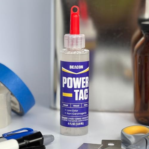 BEACON Power-Tac - The Ultimate All-Purpose Glue with Superior Strength, Low Odor, and Fast 10-Minute Dry Time, 4-Ounce - size: 4-Ounce, style: 1-Pack