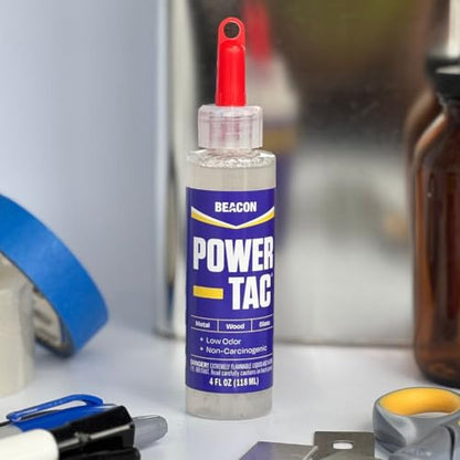 BEACON Power-Tac - The Ultimate All-Purpose Glue with Superior Strength, Low Odor, and Fast 10-Minute Dry Time, 4-Ounce - size: 4-Ounce, style: 1-Pack