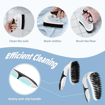 Cleangor Scrub Brush Set, Heavy Duty Scrub Brushes Crevice Cleaning Brush with Stiff Bristles, 3 Different Brushes Included for Household Use, Grout, Tile, Bathroom, Kitchen, Bathtub, Floor