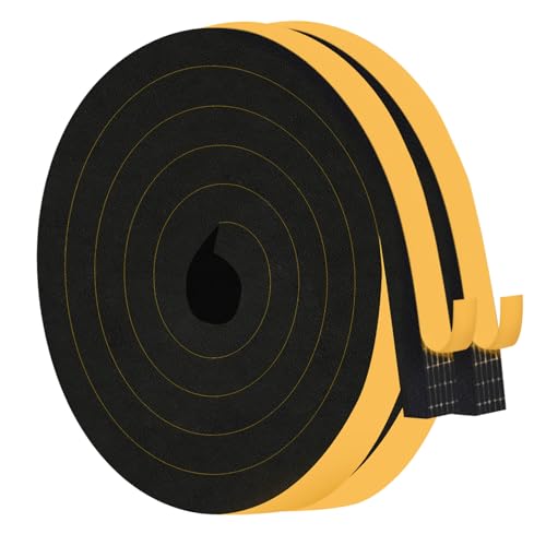 Weather Stripping Door Seal Strip,1/2 in x 1/2 in x 13Ft Black,Closed Cell Strong Adhesive Foam Insulation Tape,Soundproof,Weatherproof,Energy Saving,Use for Wide Gaps,Doors,Windows - color: Black, size: 1/2 in x 1/2 in x 13 Ft