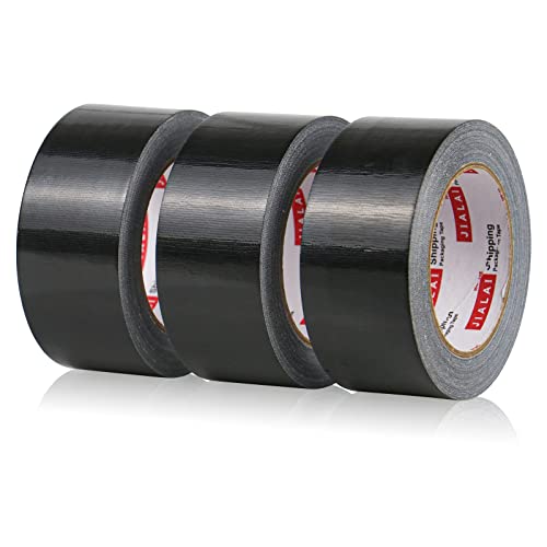 JIALAI HOME Heavy Duty Duct Tape, Black Tape 2 Inches x 30 Yards 3-Pack, 8.27 mil, Strong, Flexible, No Residue, All-Weather and Tear by Hand - for Repairs, Industrial, Professional Use - color: Black