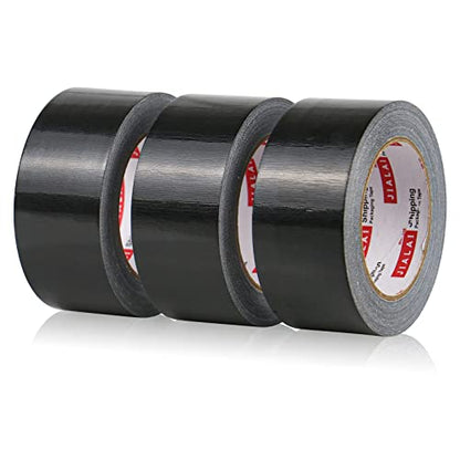 JIALAI HOME Heavy Duty Duct Tape, Black Tape 2 Inches x 30 Yards 3-Pack, 8.27 mil, Strong, Flexible, No Residue, All-Weather and Tear by Hand - for Repairs, Industrial, Professional Use - color: Black