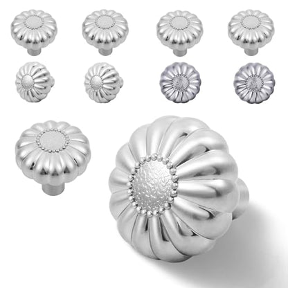 Cabinets Knobs Drawers Pulls 8 Pack Kitchen Knob Brushed Nickel, Closet Cupboard Dresser, Bathroom Bedroom Cabinet Drawer Hardware Silver Hardware Flower Pumpkin Knob Vanity Home Furniture Handle - color: Alloy Brushed Nickel, size: 8pack