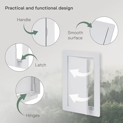 Vent Systems 4x8 Access Panel (Cut-Out) - Easy Doors ABS Plastic for Drywall, Wall and Ceiling Electrical Plumbing Service Door Cover Exterior Dimensions 5.3x9.3 Inch White 4 x 8/100 200 mm - size: 4 X 8 Inch / 100 X 200 Mm