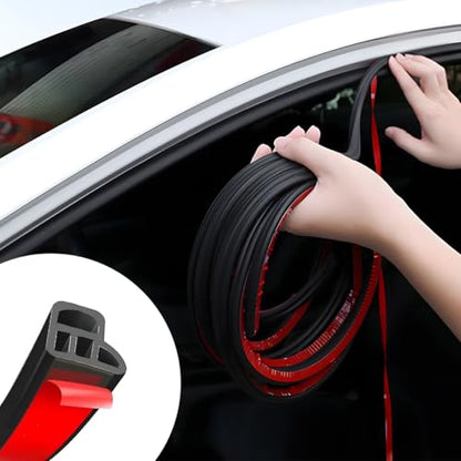 Mandark Car Door Seal Strip, Rubber Double Layer Vehicle Weather Stripping, 32.8ft 4 Holes Soundproof Self Adhesive Automotive Sealing Strip Accessories, Universal for SUV, Truck, RV - size: 4 Holes/32.8FT