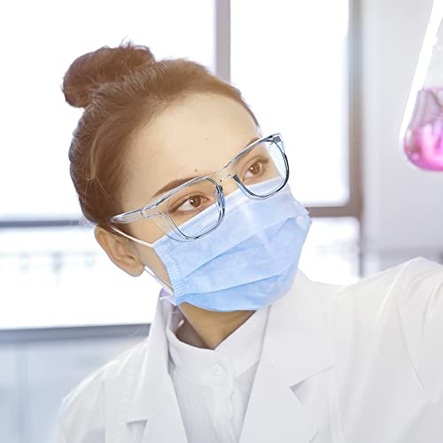 DILANCO Clear Safety Glasses Goggles With Side Shields for Women Men,Fog & Scratch-Resistant Complete UV Protection Eyewear - color: Blue
