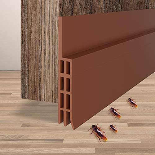 Door Draft Stopper Weather Stripping: Ohuhu Under Door Bottom Seal Strip Sweep Blocker Gap Filler Flexible Noise Insulation Draft Guard for Bottom of Door Garage (Brown, 39" L x2 W) - size: 39" L x2 W