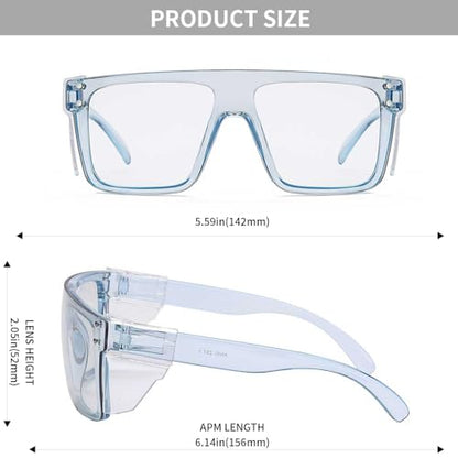 ANSI Z87 Safety Glasses, Photochromic UV400 Blue Light Blocking, Impact Resistant Work Glasses for Construction - color: Clear Blue