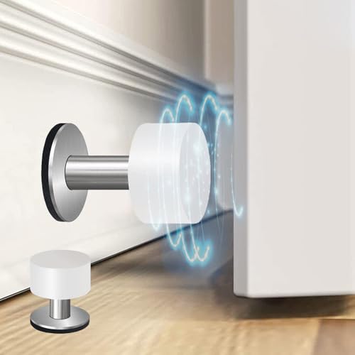 Door Stoppers with Extra Stickers, Door stoppers for Bottom of Door, Self-Adhesive Door Stop with White Rubber & Stainless Steel Body - Heavy Duty Sound Dampening Door Stopper for Home & Office - color: White, size: 1 Pack - 1.65 Inches