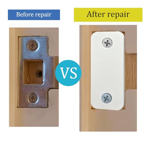 Door Edge Latch Hole Cover Plate for Deadbolt, Stainless Steel Door Edge Hole Filler Plate to Hide Unused Latch Holes, 1" x 2-1/4" (57 x 25 mm) (White, 1" x 2-1/4") - color: White
