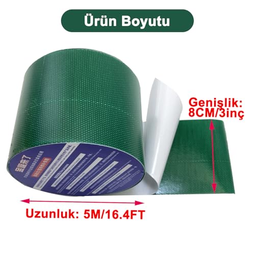 High Adhesive Tarpaulin Repair Tape, Tear Resistance Tent Tarp Repair Patch, Waterproof Heavy Duty Canvas Tarp Repair Tape for Car Boat Truck Roof Camping Woodpile，3.15IN*16.4FT，Green - color: Green