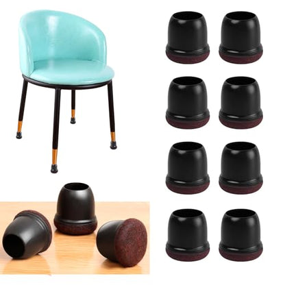 Silicone Chair Leg Floor Protectors with Felt, 16PCS Chair Leg Protectors for Hardwood Floors, Black Furniture Cup Chair Leg Covers to Protect Floors, Anti-Scratches&Noice(Round,Fit:1.1"-1.4") - size: L-16PCS-(Fit:1.1-1.4 inch)-Black