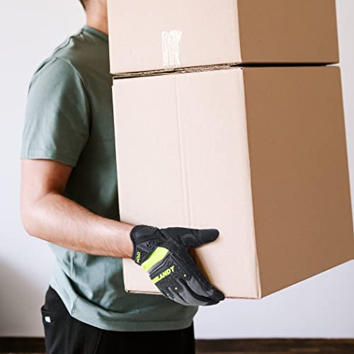 HANDLANDY Mens Work Gloves Touch screen, Utility Mechanic Gloves, Flexible Breathable Fit- Padded Knuckles & Palm - color: Green, size: X-Large
