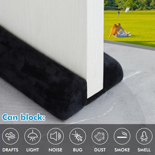 Under Door Draft Stopper for Bottom of Door 30 inch 90° Twin Triangle Door Draft Blocker Large Gap Draft Guard Door Seal Strip Soundproof Sweep Blocks Noise, Light, Dust Home Dorm Room Essential - size: 30"