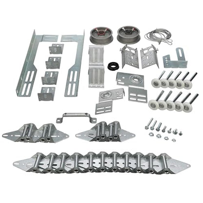 G.A.S. Hardware Garage Door Parts Installation Bundle Kit Set for 16' by 7' Overhead Doors | Fix Replace Garage Hardware Brackets, Drums, Cables, Hinges, Rollers, Screws, Door Jamb, Bearing, Bolts