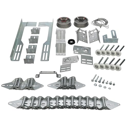 G.A.S. Hardware Garage Door Parts Installation Bundle Kit Set for 16' by 7' Overhead Doors | Fix Replace Garage Hardware Brackets, Drums, Cables, Hinges, Rollers, Screws, Door Jamb, Bearing, Bolts