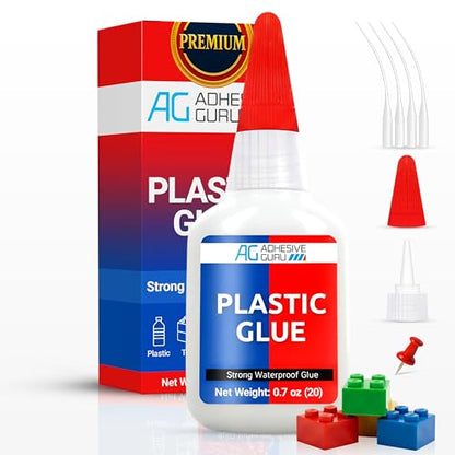 Adhesive Guru Plastic Glue (2x0.7 oz) Ultra Strong Super Glue for Repairs, Waterproof Adhesive for Plastic Bonding Models, DIY Crafts, Toys, PVC, ABS, 3D Printings and More - 2 Pack - size: 2 Pack, style: Plastic Glue