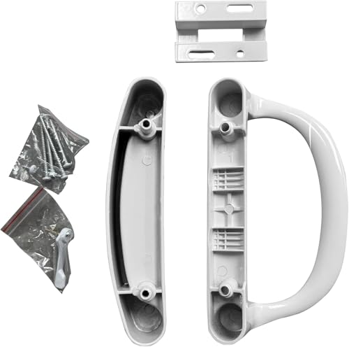 White Sliding Patio Door Handle Kit – Replacement Handle Set for Glass Door Repair with Keeper, Latch & Screws (DH-508-W)