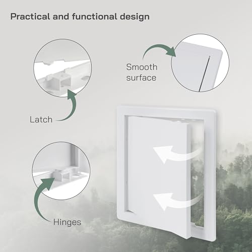 Vent Systems White ABS Plastic - Access Panel 8 x 10 Inch - Access Panel with Door for Drywall, Wall and Ceiling Electrical and Plumbing Service Wall Hole Cover - Exterior Dimensions 8.6x10.6 Inches - size: 8 X 10 Inch / 200 X 250 Mm