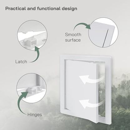 Vent Systems White ABS Plastic - Access Panel 8 x 10 Inch - Access Panel with Door for Drywall, Wall and Ceiling Electrical and Plumbing Service Wall Hole Cover - Exterior Dimensions 8.6x10.6 Inches - size: 8 X 10 Inch / 200 X 250 Mm