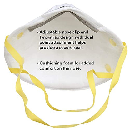 3M Personal Protective Equipment Particulate Respirator 8210, Pack of 160, N95, Disposable, NIOSH APPROVED, Smoke, Dust, Grinding, Sanding, Sawing, Sweeping
