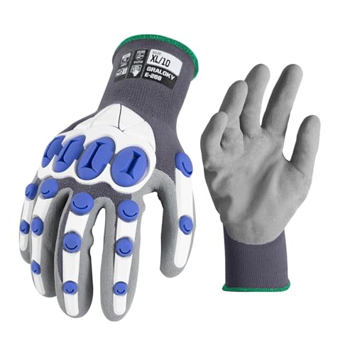Safety Work Gloves Men Women, Impact Gloves with TPR Protection, Cut Resistant Gloves with Anti-Slip Nitrile Palm,Touch Screen Mechanic Heavy Duty Glove,Impact Resistant Glove for Construction - color: Grey, size: X-Large