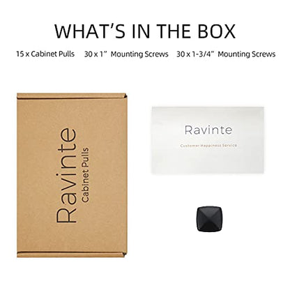 Ravinte 15 Pack Matte Black Kitchen Cabinet Square Knob Single Hole Cabinet Hardware for Dresser Drawer Pulls and Knobs - color: Black