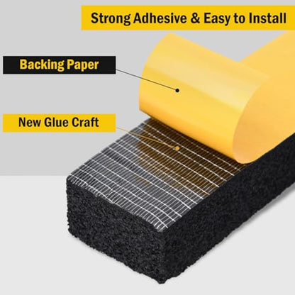 YoleShy Weather Stripping Door Seal Strip for Door Frame Block Air Weather Strip Reduce Noise High-Density Adhesive Foam Tape 1/2 Inch x 1/4 Inch x 26Ft - style: 1/2in x 1/4in x 26FT/Black