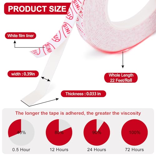 Sinfuo Double Sided Foam Tape Heavy Duty, Removable Damage Free Adhesive Tape, Residue Free Tape Picture Hanging Adhesive Strips Suitable for Indoor and Outdoor Installation Home Office(0.39" x 22Ft) - size: 0.39in x 22ft