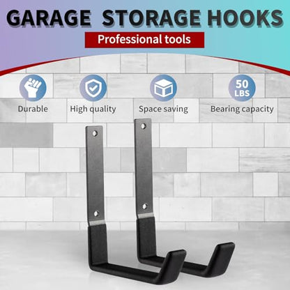 Heavy Duty Steel Garage Hooks, Garage Storage Utility Hooks, Garden Tool Organizer, Steel Wall Mount Hooks, (6, Large) - size: Large