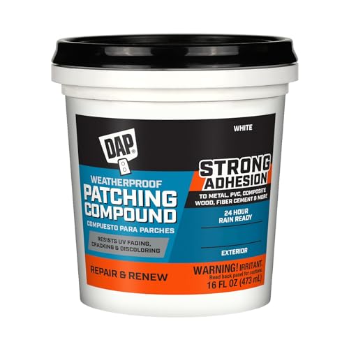 DAP Weatherproof Patching Compound, White, 16 Oz (7079818740) - size: 16 Fl Oz