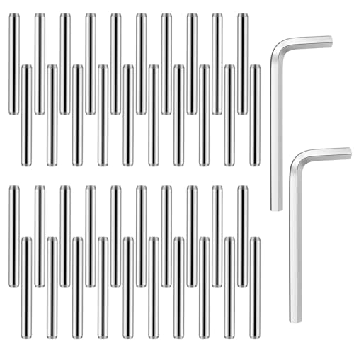 Spring Hinge Tension Pin Replacement Kit, 40 Pcs Stainless Steel Shelf Pins and 2 Pcs Hex Wrenches, Door Closing Hinge Pin, Metal Dowel Pegs Shelf Support Kit for Garage Doors, Self Closing Door