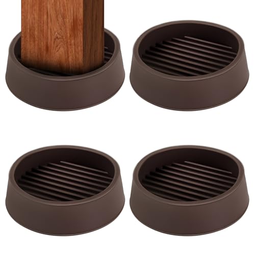 2 x 2 Rubber Caster Cups, Round Non Slip Furniture Pads, Non Skid Furniture Cups, Anti-Slip Gripper Furniture Caster Floor Grip, Anti Skid Leg Coasters Floor Protector for Bed Couch Stoppers(4 Pack) - size: Brown-2x2 inch