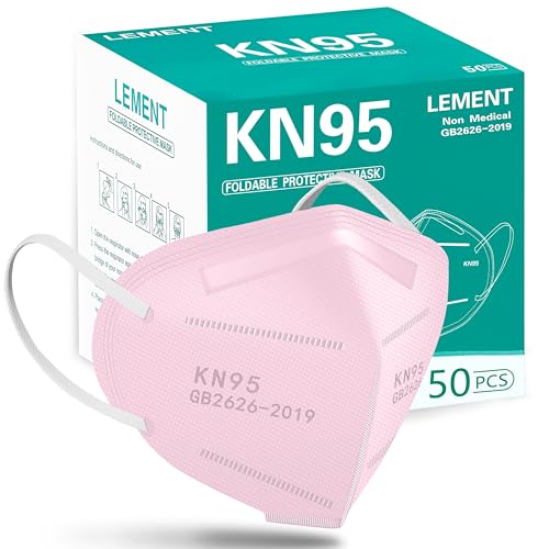 LEMENT KN95 Face Masks,50 Pack 5-Ply Breathable Cup Dust Disposable Masks For Adults,Pink - color: Adult-50 Pack-pink