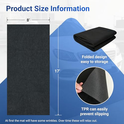 FLEXIMOUNTS 17' x 8' Garage Floor Mat Oil Spill Mat with Waterproof Slip-Resistant Backing, Waterproof Rubber Backing Floor Protection Shop Toolbox Containment Carpet, Absorbent, Slip-Resistant - size: 17' X 8' W/ Rubber Backing