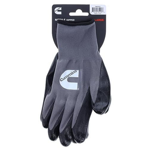 Cummins Gray Nitrile Dipped Palm Gloves CMN35153 - Nonslip Coated Work Gloves Gardening PPE All-Purpose Grip Hi Flex - Large
