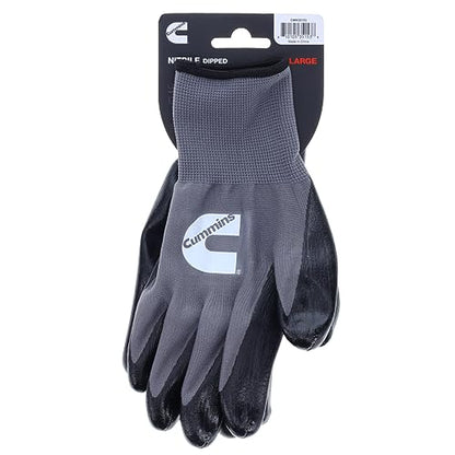 Cummins Gray Nitrile Dipped Palm Gloves CMN35153 - Nonslip Coated Work Gloves Gardening PPE All-Purpose Grip Hi Flex - Large