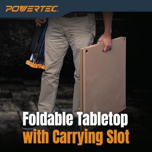 POWERTEC Arachni-Flex 24" x 48" Foldable Workbench Tabletop - Portable Work Surface with Pre-drilled Dog Holes & Quick-Insert Locks for Arachni Flex Collapsible Workstand Ideal for Woodworking (71932) - style: Tabletop - Dog Hole