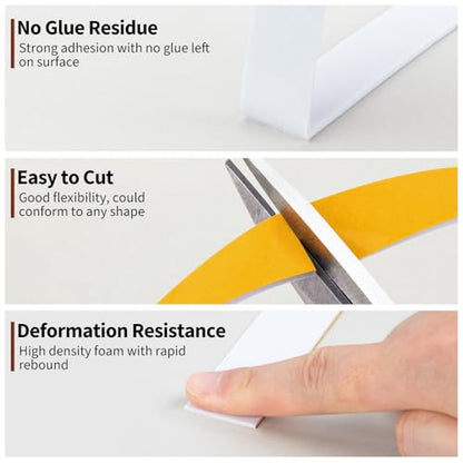 Yotache White Foam Strips Adhesive 1" x1/16, Close Cell Foam Rubber Weather Stripping Tape Seal for Doors Insulation, Total 33 Feet Long - size: 1"x1/16"x33ft