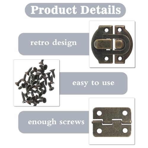 Ymapinc 2 Packs Small Hinges for Wooden Box,Mini Antique Bronze Wooden Box Hingesfor Crafts with Matching Screws for DIY Projects,Jewelry Boxs,Small Cabinet