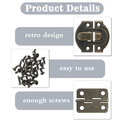Ymapinc 2 Packs Small Hinges for Wooden Box,Mini Antique Bronze Wooden Box Hingesfor Crafts with Matching Screws for DIY Projects,Jewelry Boxs,Small Cabinet