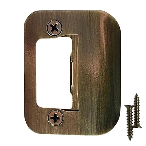 Gator Door Strike Plate with Screws, – 2-1/4" by 1-3/4" Universal Latch Restorer Alloy Steel Lock Hardware for Interior and Exterior Doors, Replacement Door Latch Plate | Antique Brass 1-Pack - color: Antique Brass