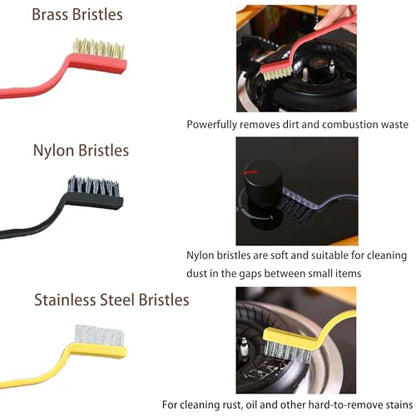 7 Pcs Multi-Purpose Crevice Cleaning Brush Tool for Stubborn Kitchen Grease Stains, Bathroom Crevices, Window Gutters, Tiles and Faucets