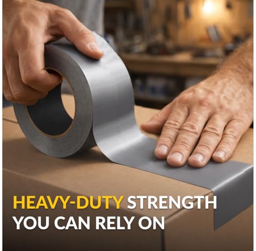 Brixwell Duct Tape Heavy Duty 4 Inch x 60 Yards Gray, Waterproof Adhesive Roll with Reinforced Cotton Mesh Backing, Professional Grade for Indoor Outdoor Repairs, Sealing, Bundling, Packaging Use - size: 4" x 60 yards