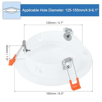 PATIKIL 6.5" Spring Ceiling Cover Plate, Recessed Light Trim Wall Mount Downlight Hole Cap Decorative Panel with Buckle Suitable for 4.9-6.1inch Round Hole Glass Ceiling Openings, White