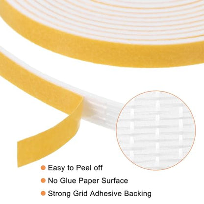 uxcell 1 Roll Foam Weather Stripping, 1/4" Wide X 1/8" Thick X 6.56 Ft Door Seal Strip Adhesive Foam Tape White Insulation Strip for Door Window - size: 1/4"x 1/8"x 6.56 Ft