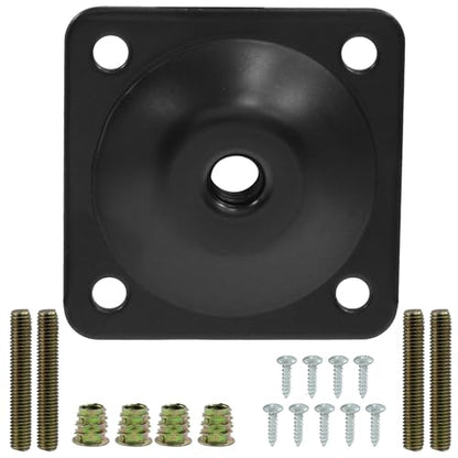 12 Degree Angled Leg Mounting Plates Kit, M8 Thread Furniture Sofa Legs Attachment Plates T-Plate for Repairing Damaged Sofa Couch Seats, with Hanger Bolts, Screws (Black, Set of 4) - color: Black, size: 5/16" (M8) -12 Degree