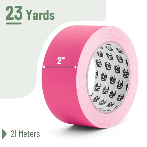 Bates- Gaffers Tape 2 Inch x 23 Yards, Pink Gaffer Tape 2 inch, Polyethylene-Coated Cloth, Non-Reflective, No Residue - color: Pink, size: 2 Inch x 23 Yards