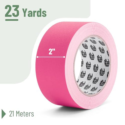 Bates- Gaffers Tape 2 Inch x 23 Yards, Pink Gaffer Tape 2 inch, Polyethylene-Coated Cloth, Non-Reflective, No Residue - color: Pink, size: 2 Inch x 23 Yards
